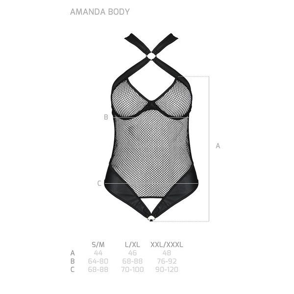 Сетчатый боди с халтером Passion Amanda Body XXL/XXXL, black SO5317 фото