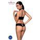 Комплект з еко-шкіри Passion NANACY BIKINI L/XL, black, бра та трусики з імітацією шнурівки SO5367 фото 2
