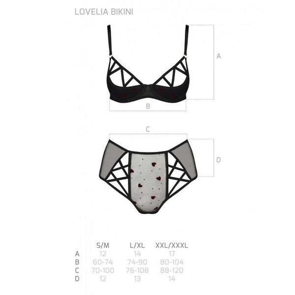 Эротический комплект с рисунком Passion LOVELIA BIKINI S/M, black SO4748 фото