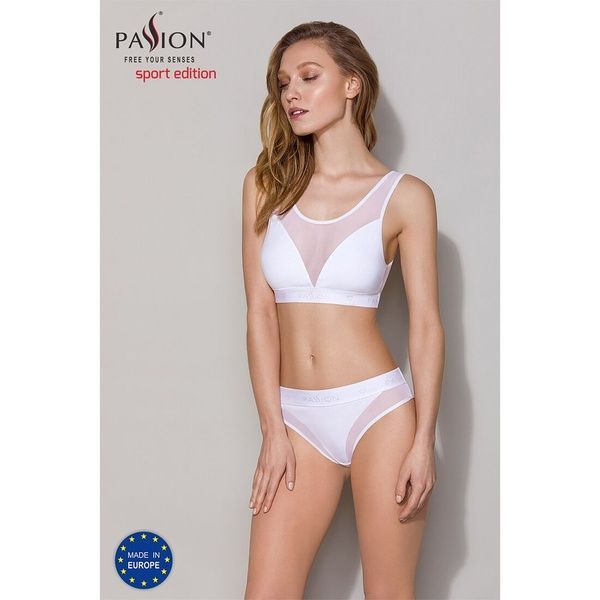 Трусики з прозорою вставкою Passion PS002 PANTIES L, white SO4195 фото