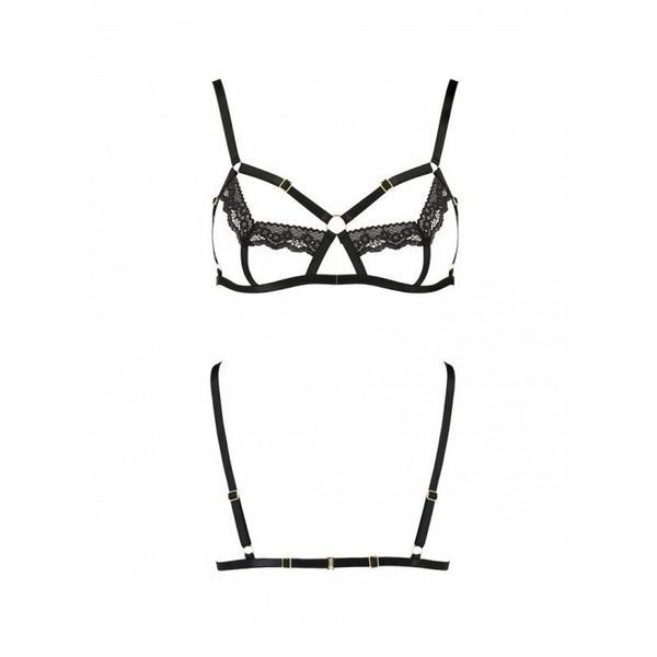 Бюстгальтер-стрепы с кружевом Passion Exclusive SOLON BRA L/XL, black PS28001 фото