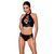 Комплект з еко-шкіри Passion NANCY BIKINI S/M, black, бра та трусики з імітацією шнурівки SO5368 фото