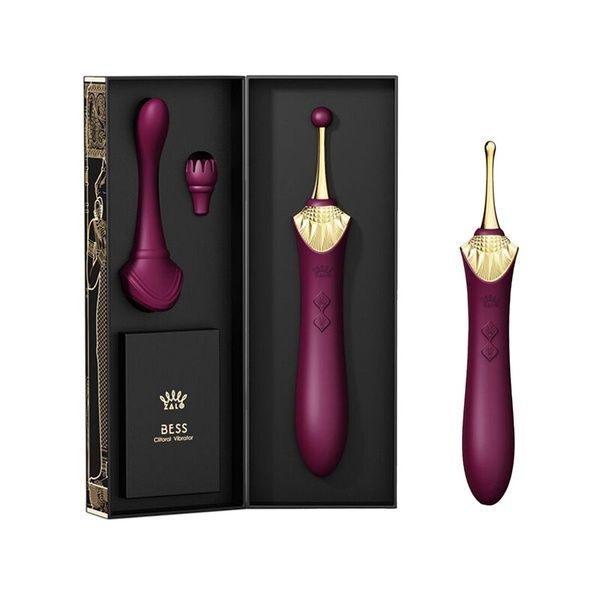 Вагинально-клиторальный вибратор Zalo &mdash; Bess Velvet Purple, мультифункциональный с насадками SO6653 фото