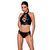 Комплект з еко-шкіри Nancy Bikini black XXL/XXXL - Passion, бра та трусики з імітацією шнурівки SO5369 фото