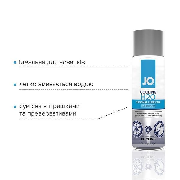 Охлаждающая смазка на водной основе JO H2O COOLING (60 мл) с ментолом, растительный глицерин SO1680 фото