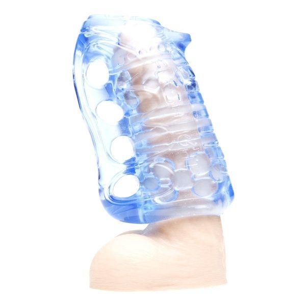 Мастурбатор Fleshlight Fleshskins Grip Blue Ice, надежная фиксация на руке, отлично для пар и минета F16623 фото