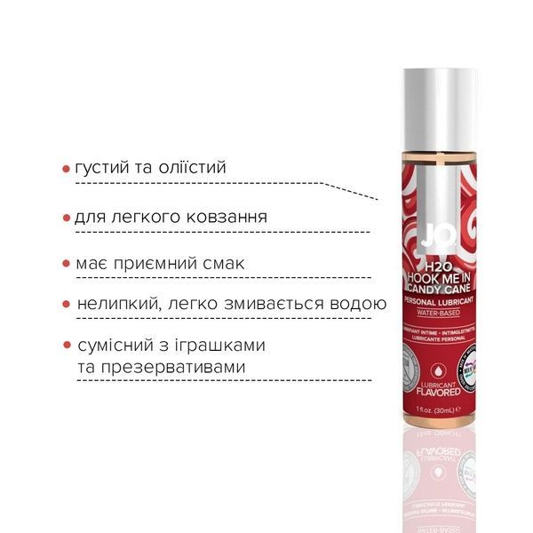 Лубрикант на водной основе JO H2O &ndash; Candy Cane без сахара, растительный глицерин (30 мл) SO6168 фото