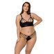 Комплект из экокожи Passion MALWIA BIKINI 6XL/7XL black, с люверсами и ремешками, бра, трусики SO7097 фото 1