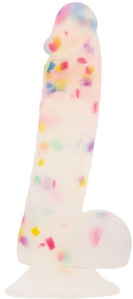 Фалоімітатор з конфетті ADDICTION - PARTY MARTY 7.5&Prime; - FROST & CONFETTI, 19 см, силікон SO4532 фото