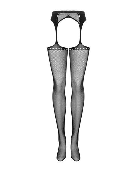 Сітчасті панчохи-стокінги зі стрілкою Obsessive Garter stockings S314 S/M/L, чорні, імітація гартері SO7272 фото