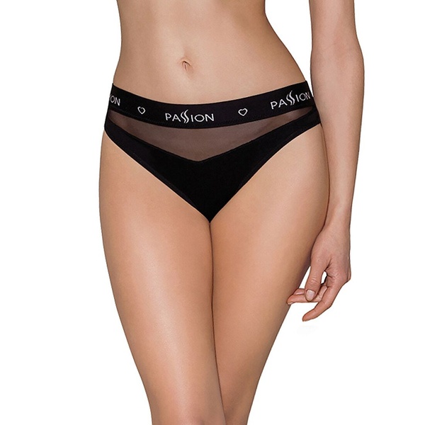 Трусики з прозорою вставкою Passion PS006 PANTIES XL, black SO4234 фото