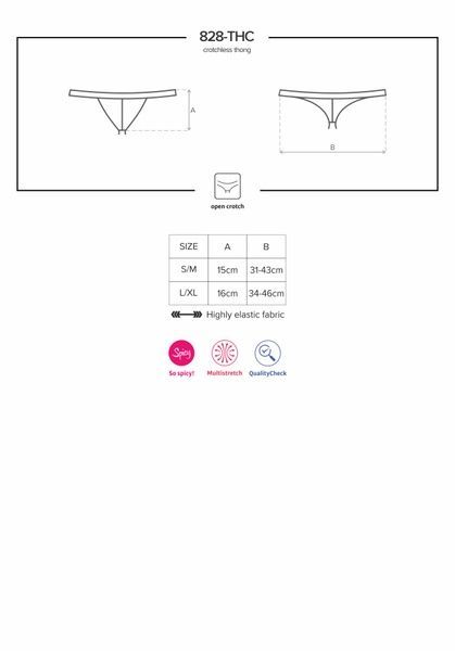 (SALE) Мереживні танги з доступом Obsessive 828-THC-1 crotchless thong L/XL, чорні SO7174 фото