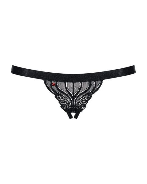(SALE) Мереживні танги з доступом Obsessive 828-THC-1 crotchless thong L/XL, чорні SO7174 фото