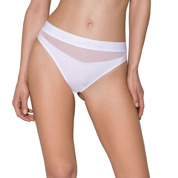 Трусики з прозорою вставкою Passion PS006 PANTIES S, white SO4237 фото