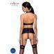 Комплект из эко-кожи имитация шнуровки Passion NANCY SET XXL/XXXL black топ трусики пояс для чулок SO5375 фото 2