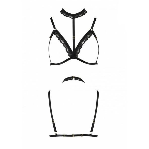 Бюстгальтер-стрепы с чокером Passion Exclusive SHELLY BRA S/M, black PS27902 фото