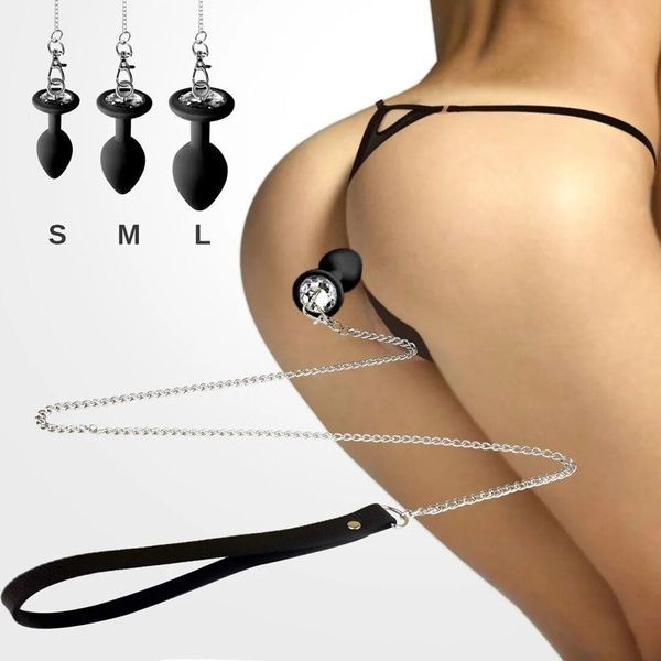 Силиконовая анальная пробка Art of Sex Silicone Anal Plug with Leash size L с поводком Black SO6181 фото