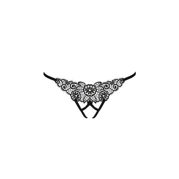 Трусики кружевные с доступом Passion Exclusive VIOLANTE THONG L/XL, black PS24301 фото