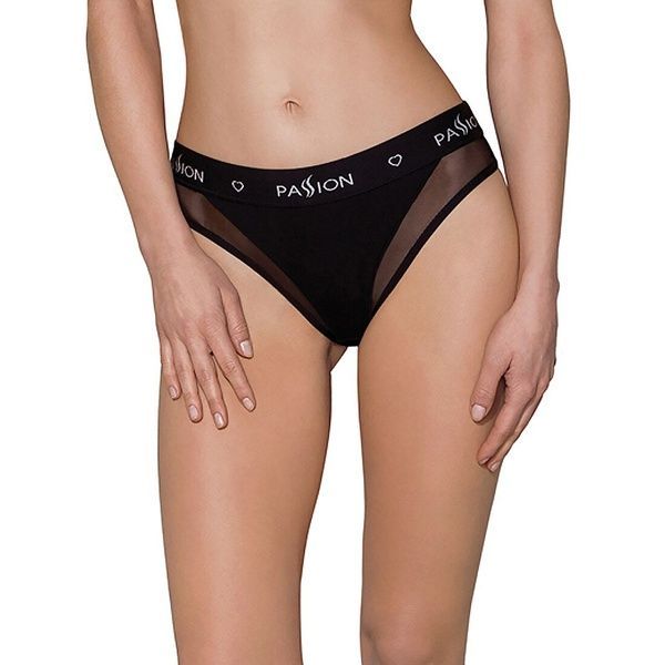 Трусики з прозорою вставкою Passion PS002 PANTIES L, black SO4191 фото