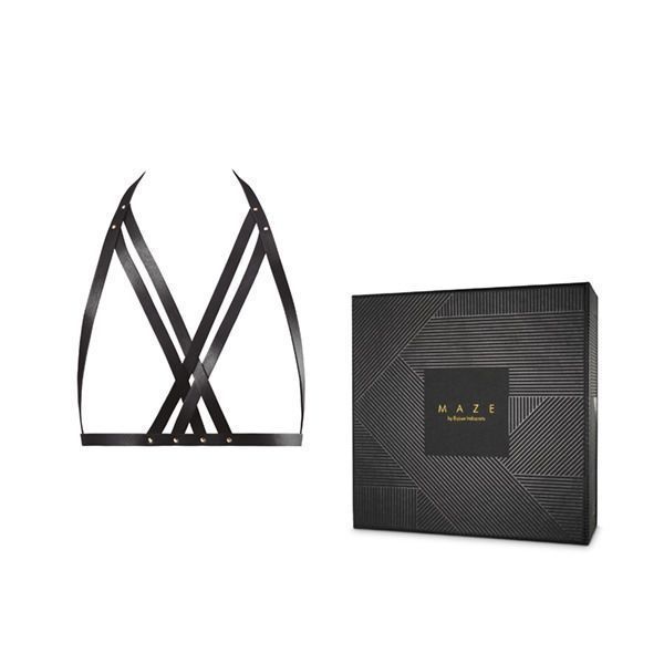 Портупея Bijoux Indiscrets MAZE - Halter Bra Harness Black SO2683 фото