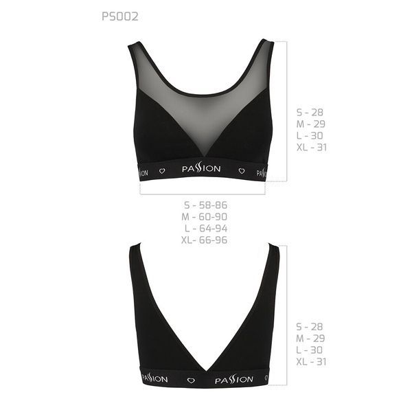 Топ з прозорою вставкою Passion PS002 TOP L, black SO4199 фото