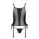 Сетчатый корсет с люверсами и съемными пажами Passion MALWIA CORSET S/M, black, эко-кожа, стринги SO5766 фото 5