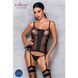 Сетчатый корсет с люверсами и съемными пажами Passion MALWIA CORSET S/M, black, эко-кожа, стринги SO5766 фото 3